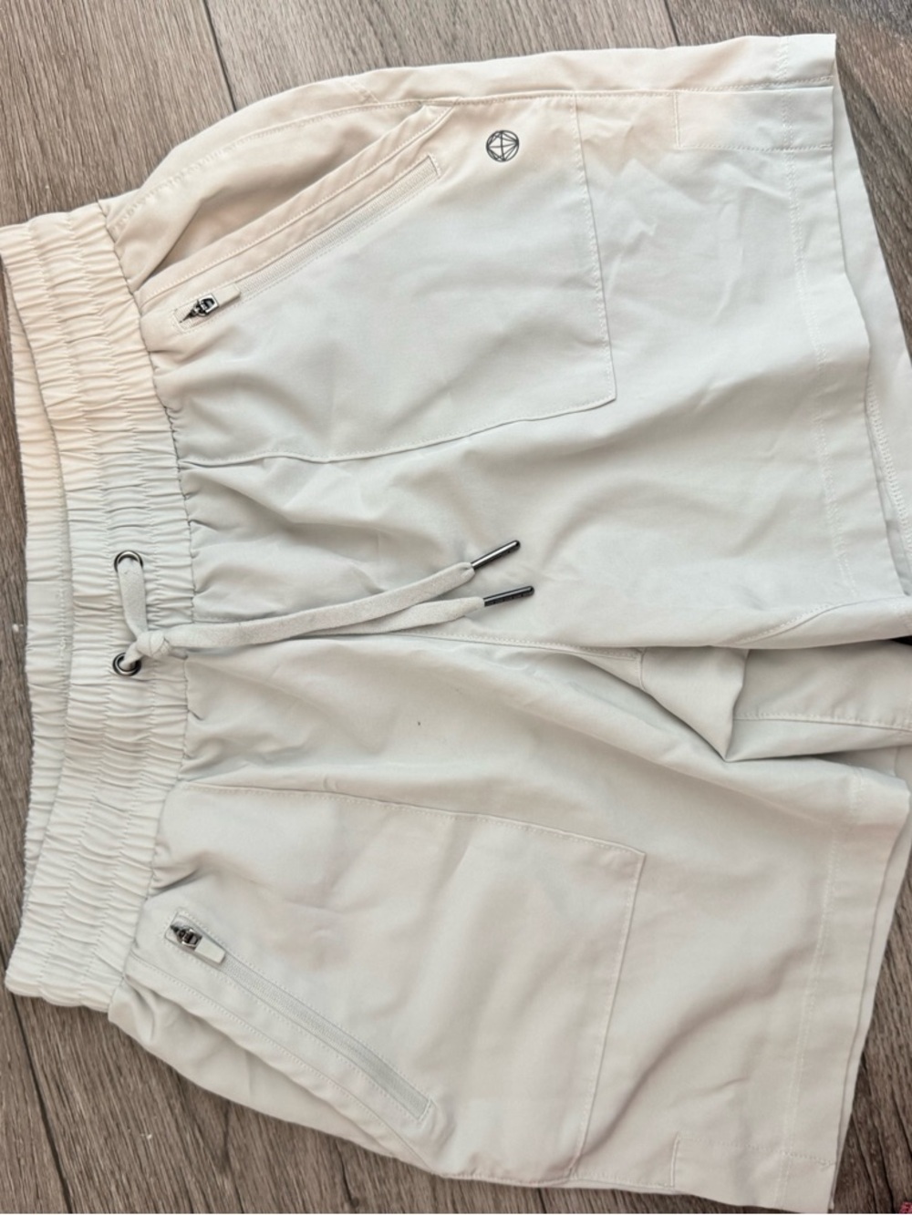 Mi Cream Elastic Waist Utility Shorts